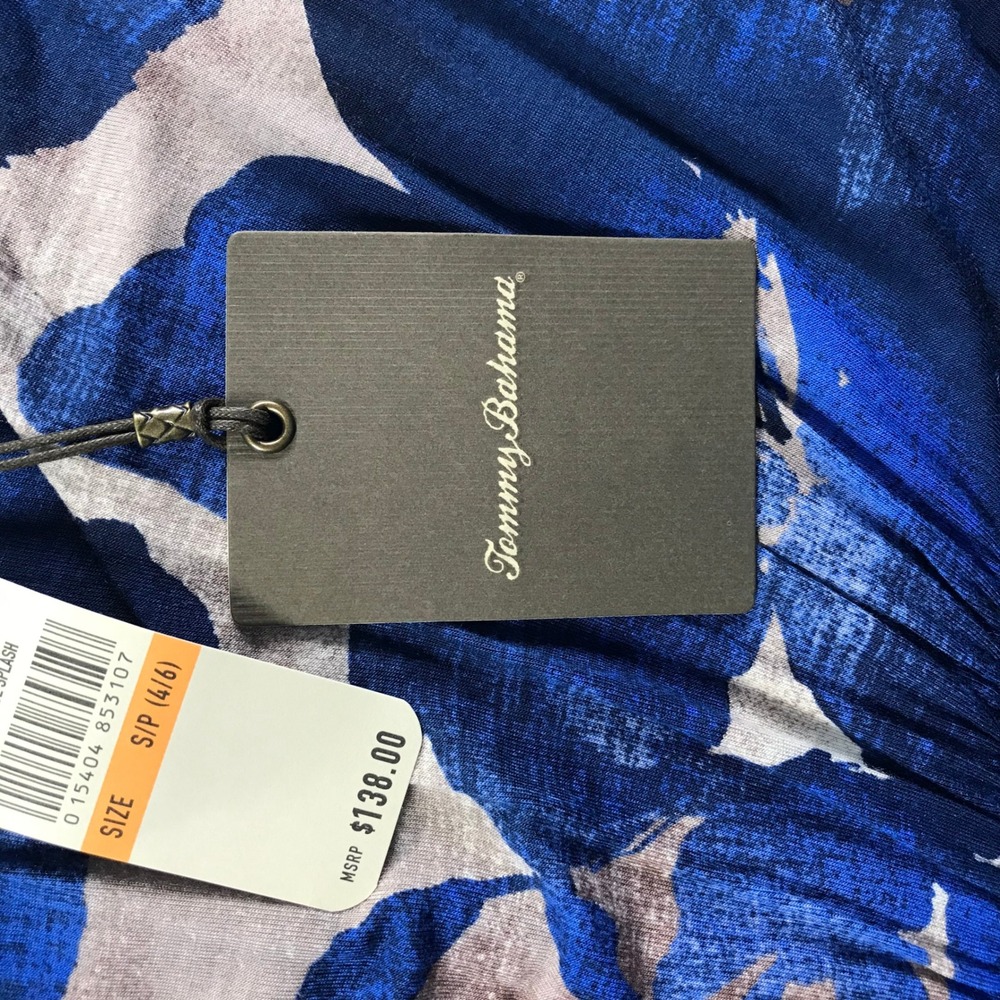 Tommy Bahama Poppy Cross Dress Blue Splash Floral V-Neck Sleeveless S/P TW69776 - Picture 7 of 8